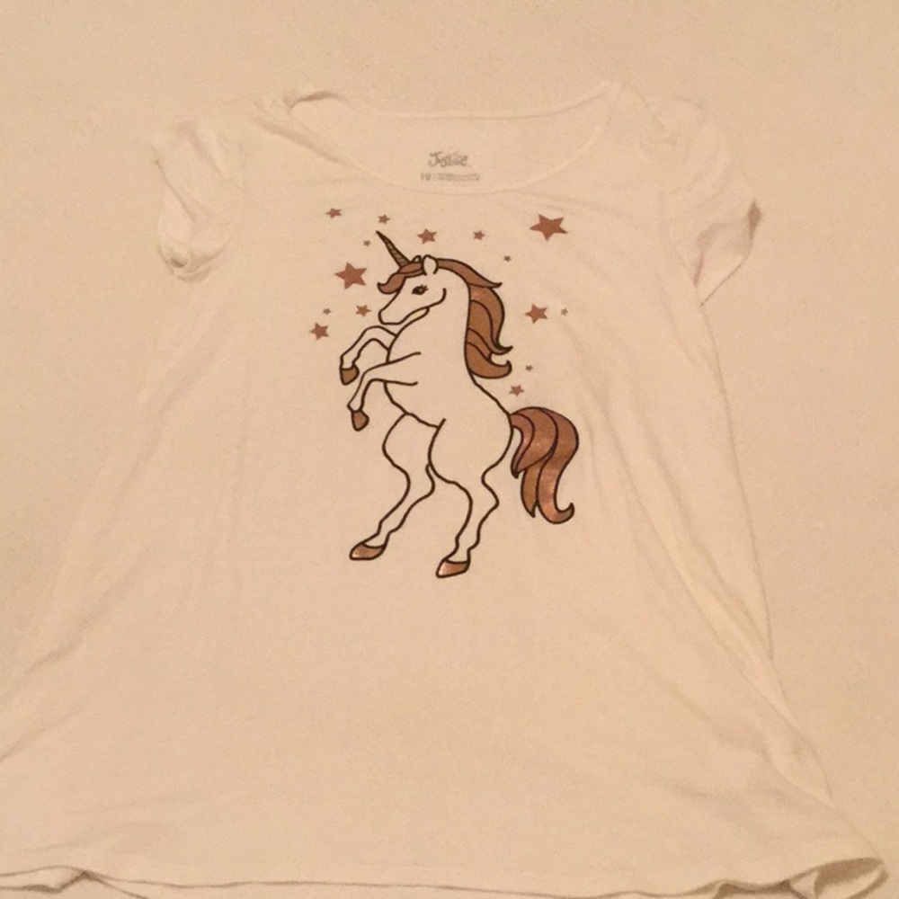 Justice Tunic with metallic unicorn, never worn